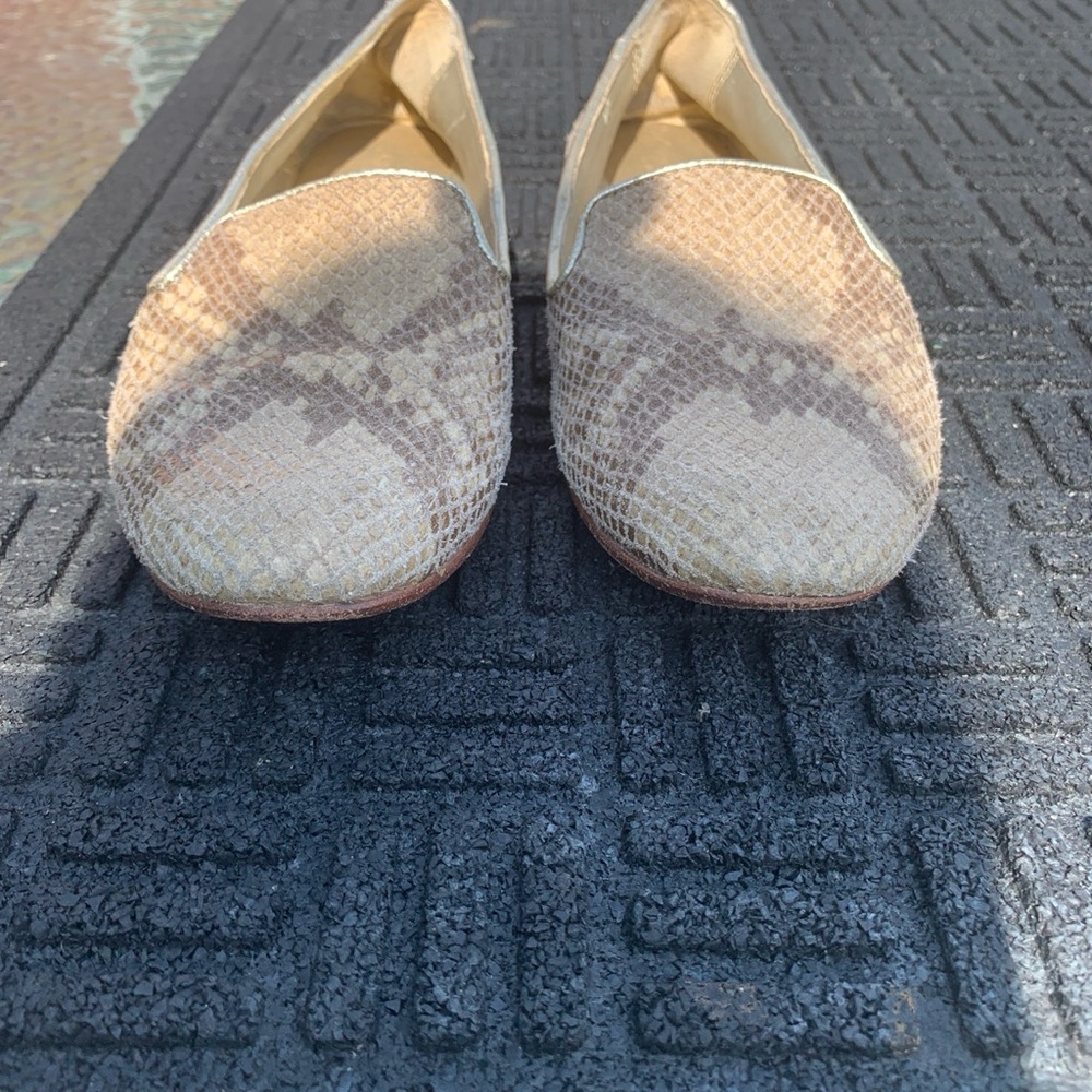 Coach Taupe Snake-Print Slip-On Flats